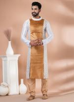 Banarasi Dhupion Silk White Chiku Festival Wear Weaving Kurta Pajama